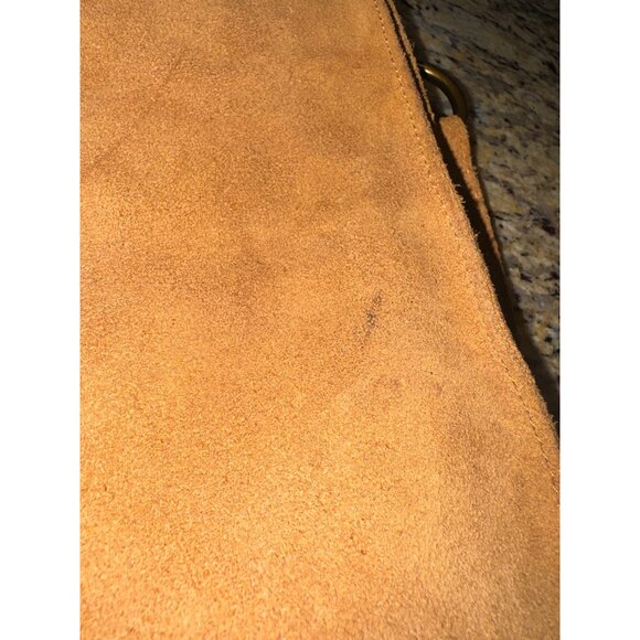 Vintage Tan Suede Leather Hippie Boho Coastal Cowgirl Fringe Crossbody Bag Rivet - Picture 6 of 11